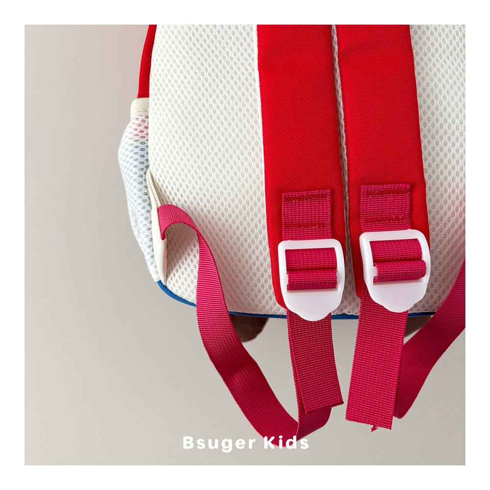 Fries pattern Oxford backpack with air cushion back support, durable design, fits books, lunch box, and school essentials.