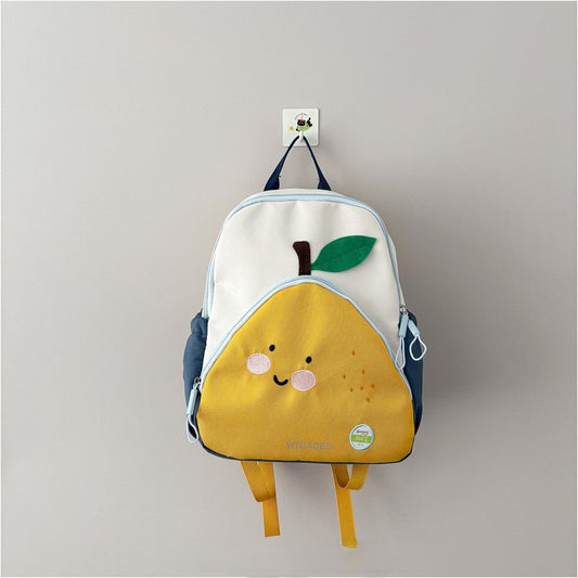 Pear shape kids backpack, 250g lightweight, water-resistant nylon blend, fits books, lunch box, and daily school essentials.